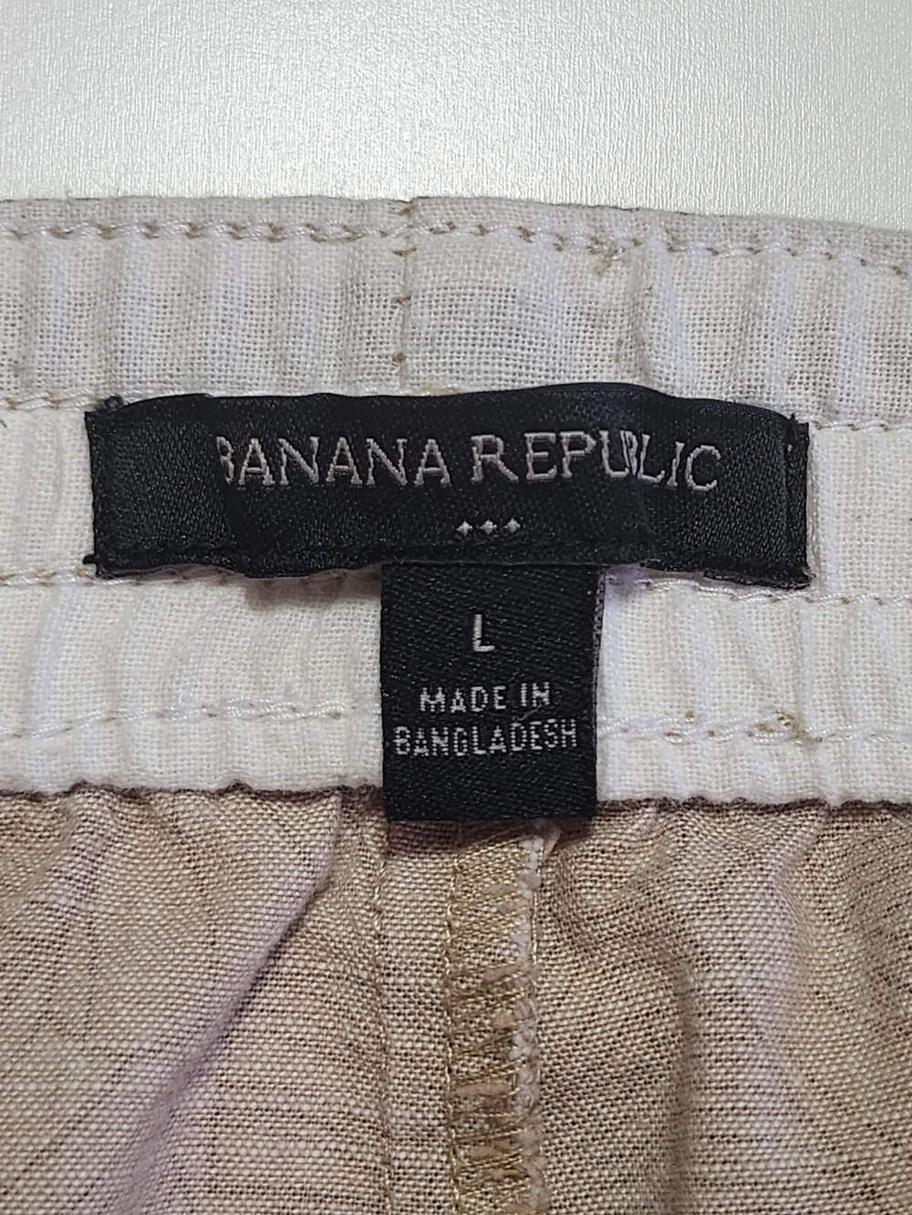 Banana Republic Tan Botanical Leaf Print 100% Cotton Drawstring Casual Shorts L